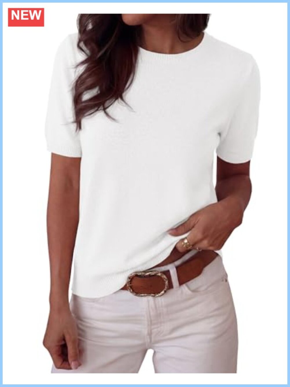Womens Short Sleeve Crew Neck Sweater Lightweight Knit Pullover Business Casual